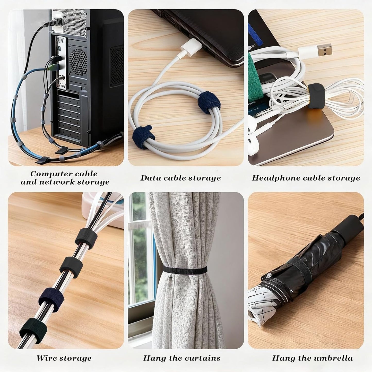 Professional Cable Tidy Box with 5 Cable Ties, Large Oval Cable Organiser Box (33 X 13 X 11 Cm), Dual Side Outlets Cable Management Box for Hiding Power Strips & Wires, Milk Blue PP